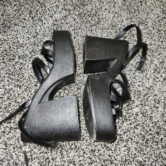 soda chunky Black Strappy sandals Thick Retro Y2k 90s*please See Photos For Size - Picture 9 of 16
